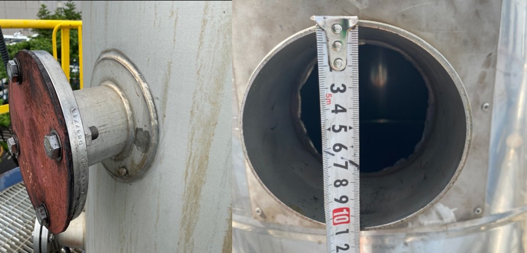 Hình ảnh thực tế lỗ quan trắc khí thải đường kính 90 đến 110mm trên ống khói