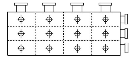 Hình ảnh cách tính toán vị trí lỗ quan trắc theo phương vuông góc cho ống khói chữ nhật